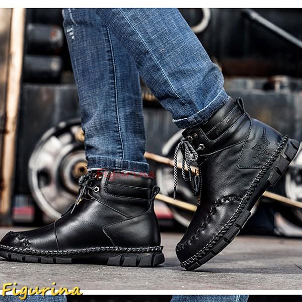 ショートブーツ 24-29cm メンズ ワークブーツ レザー 本革 レース