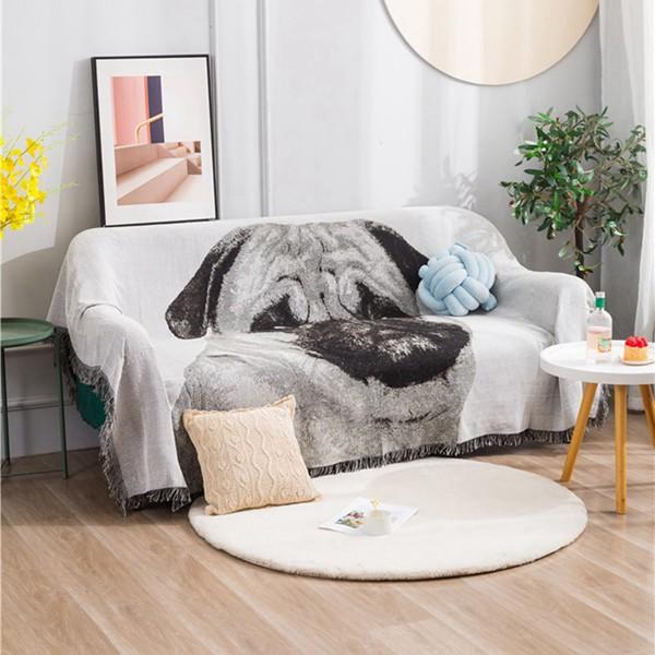 マルチカバー パグ犬の柄 かわいい ソファーカバー 綿 フルカバー 犬猫