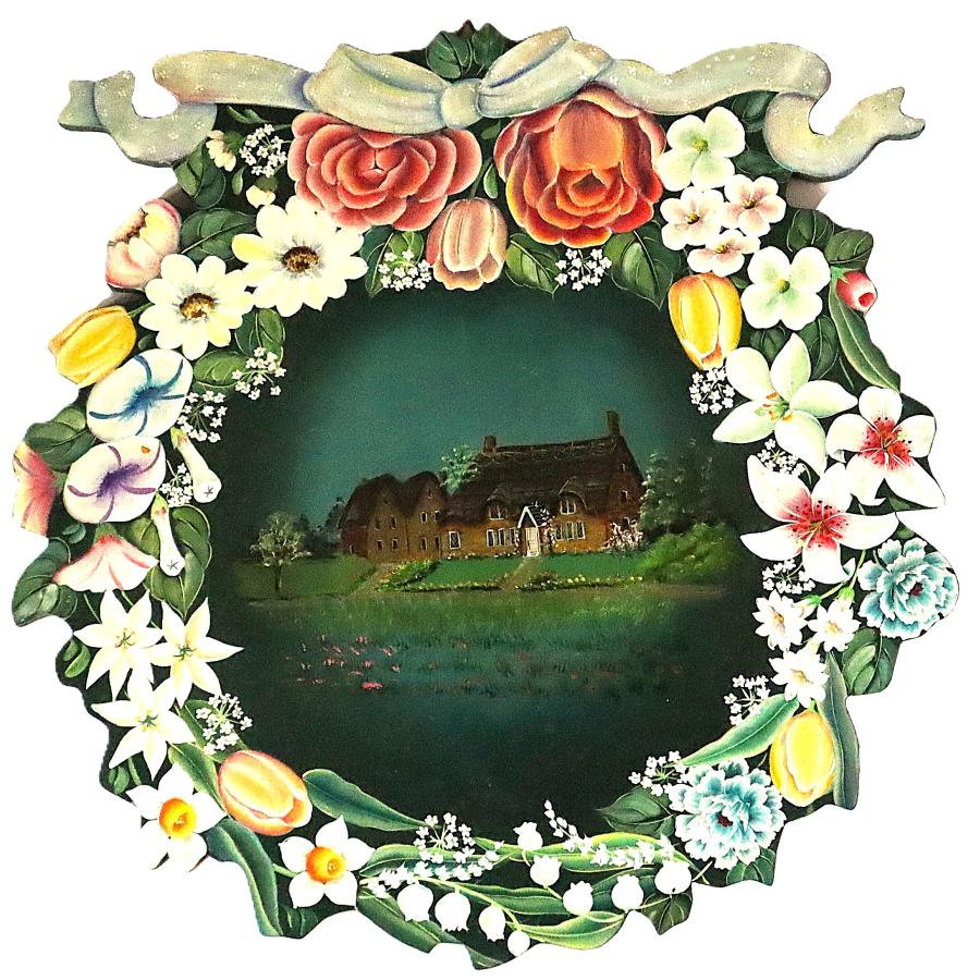 ご自分で描く図案付トールペイント白木素材セット mh-040 花のリース