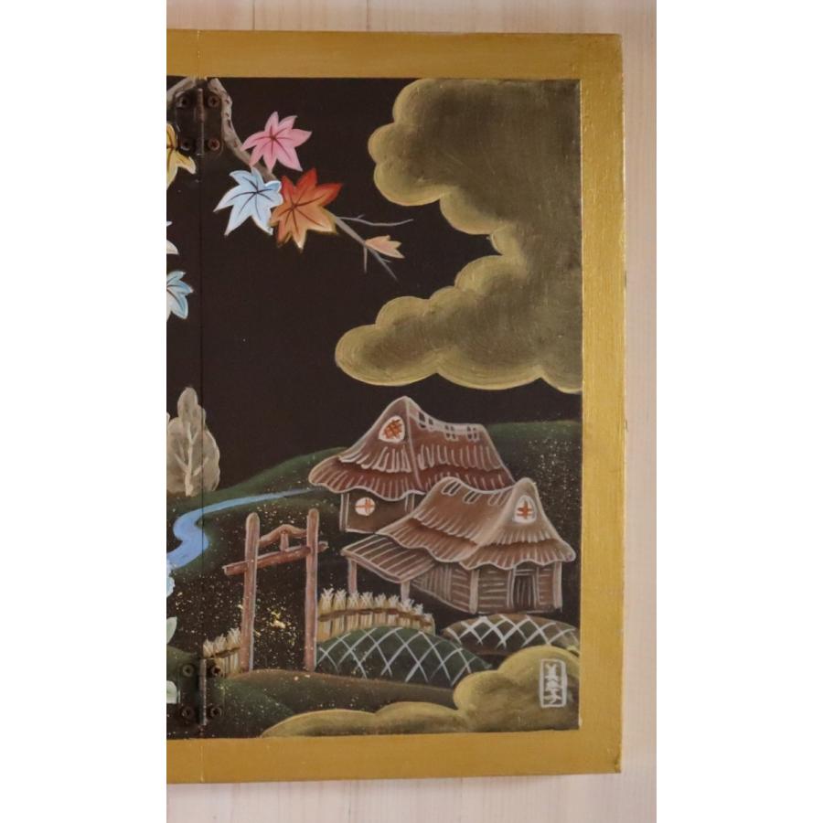 トールペイントご自分で描く図案付白木素材キット 無垢材 4曲屏風（小