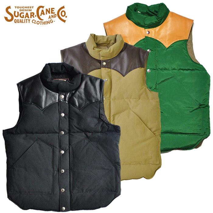 SUGAR CANE シュガーケーン レザーヨーク ダウンベスト メンズ SC12340