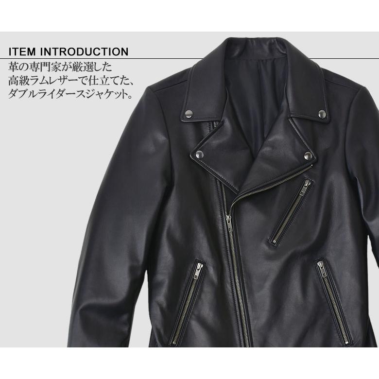 FLAG ON CREW ラムレザー Wライダースジャケット メンズ 本革 ダブル