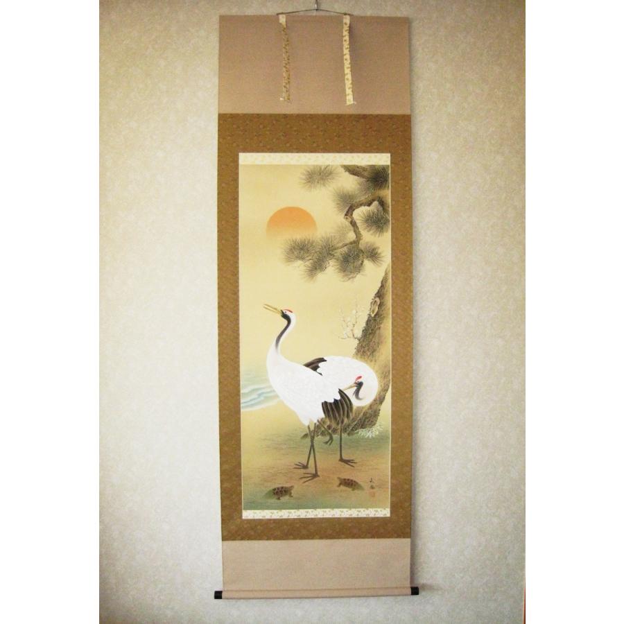 掛け軸 掛軸 松竹梅鶴亀 岩田文鳳 (真作・新品) 尺八立 : 掛け軸の専門