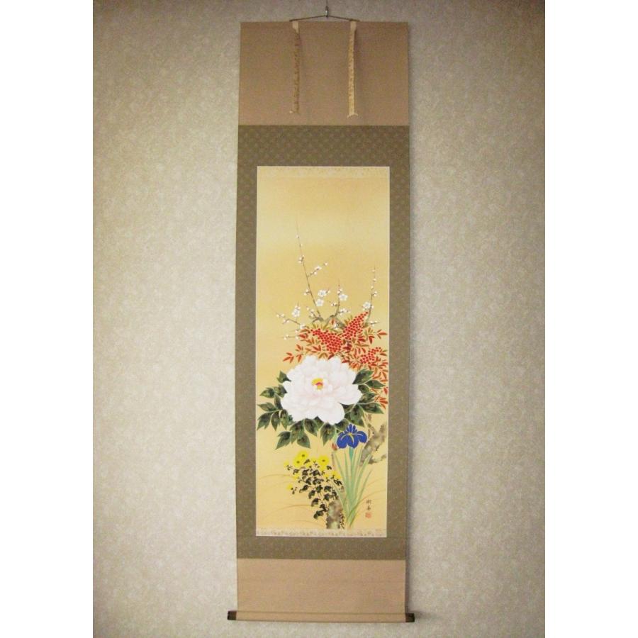 掛け軸 掛軸 四季草花 宮沢湖春 (真作・新品) : 掛け軸の専門店 香遊