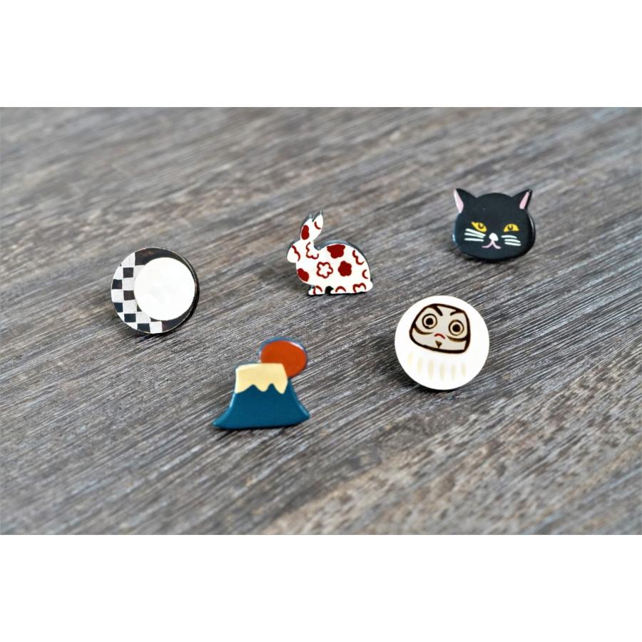 越前 ピンバッジ おしゃれ うるしピンズ ラデン小鳥 日本製 国産 木製