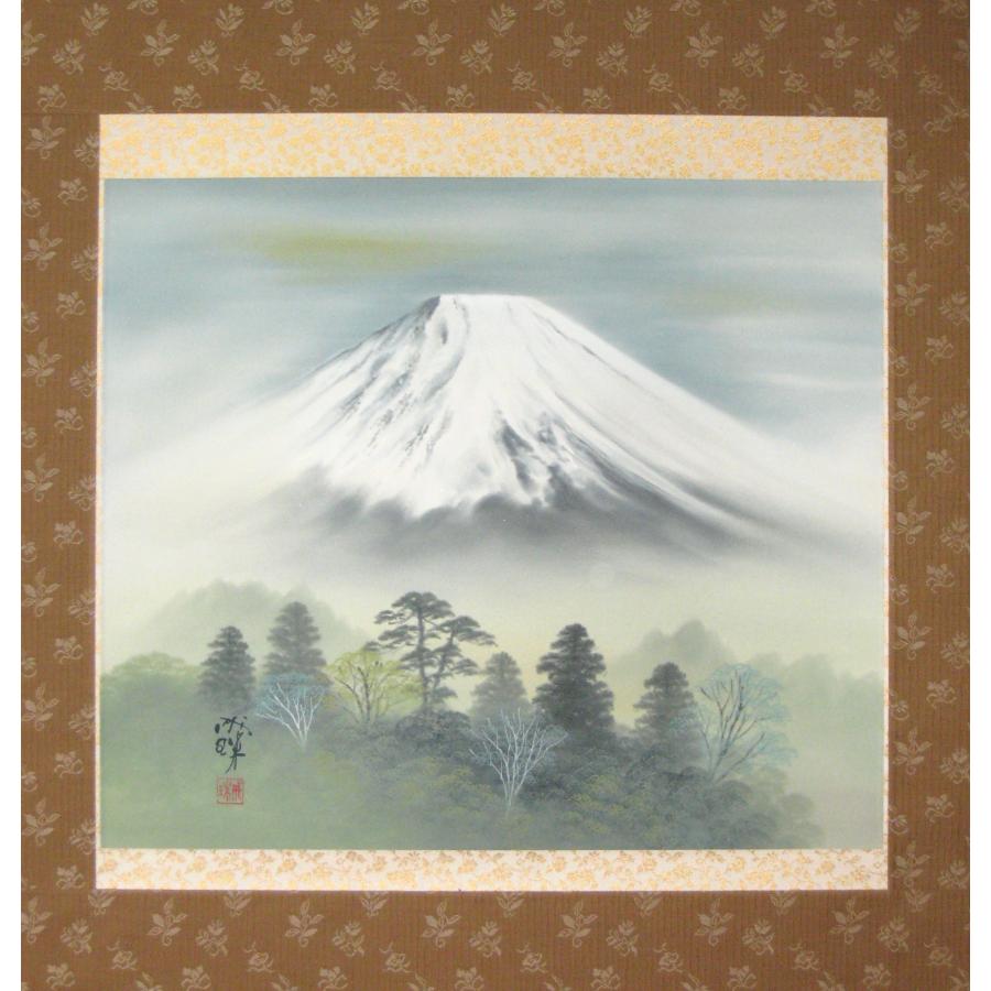 掛け軸 掛軸 富峰風景(富士山) 成瑞 (真筆・中古) 共箱・タトウ箱付