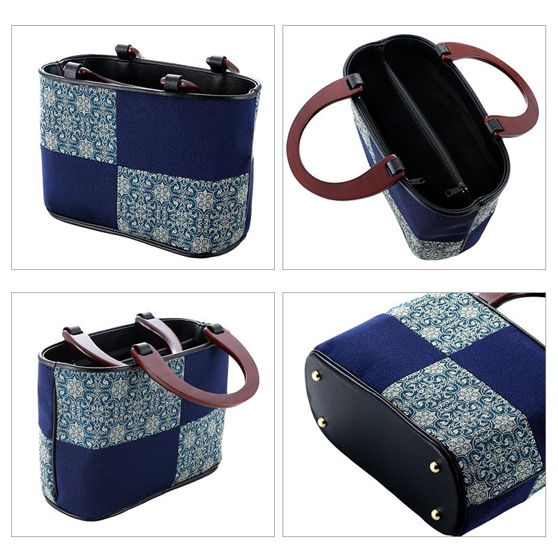 龍村美術織物生地使用 高級 和装バッグ 木製持ち手 ハンドバッグ 全6柄