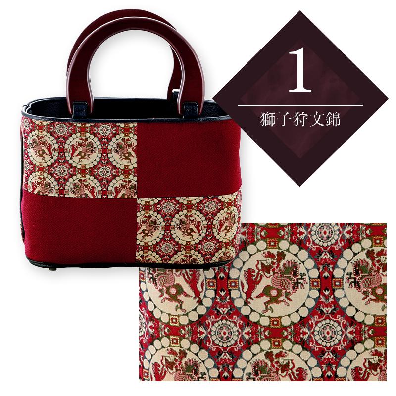 龍村美術織物生地使用 高級 和装バッグ 木製持ち手 ハンドバッグ 全6柄