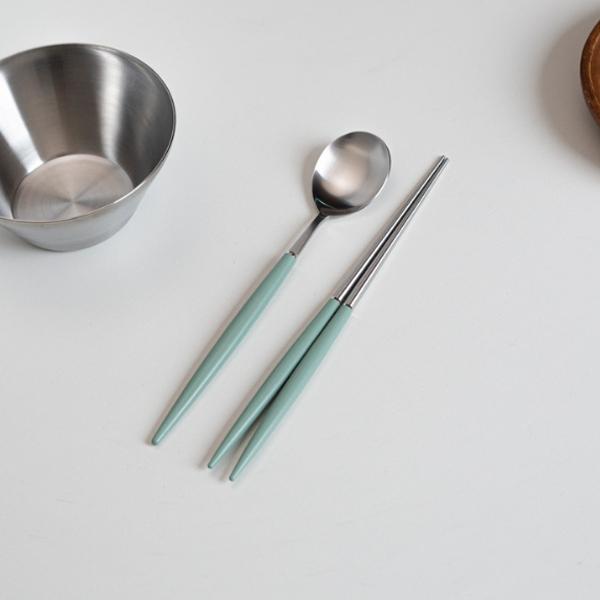 エッフェルシルバー 箸スプーン (1セット) 全8カラー 韓国カトラリー