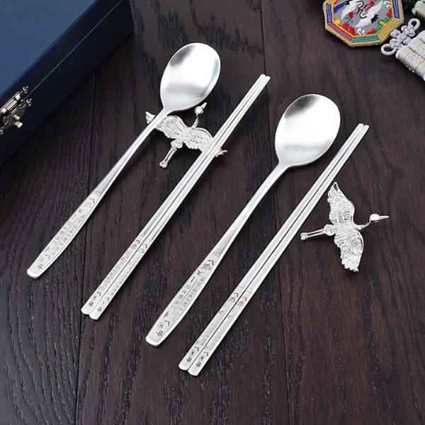 H.JIN 蝶 銀 箸スプーンペアセット カトラリーセット 鶴 送料無料 高級