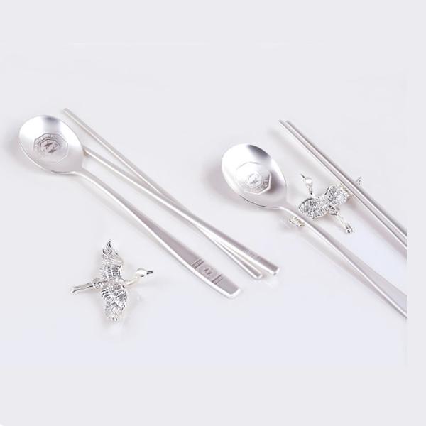 H.JIN 鶴 銀箸スプーンペアセット カトラリーセット ツル 送料無料
