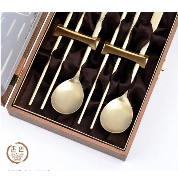 H.JIN 蝶 ナビ チタンゴールド箸スプーンペアセット カトラリーセット