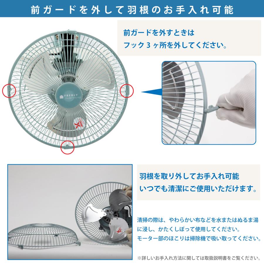 広電（KODEN） 工業扇 25cm 壁掛け型 レトロブルー アルミ羽根