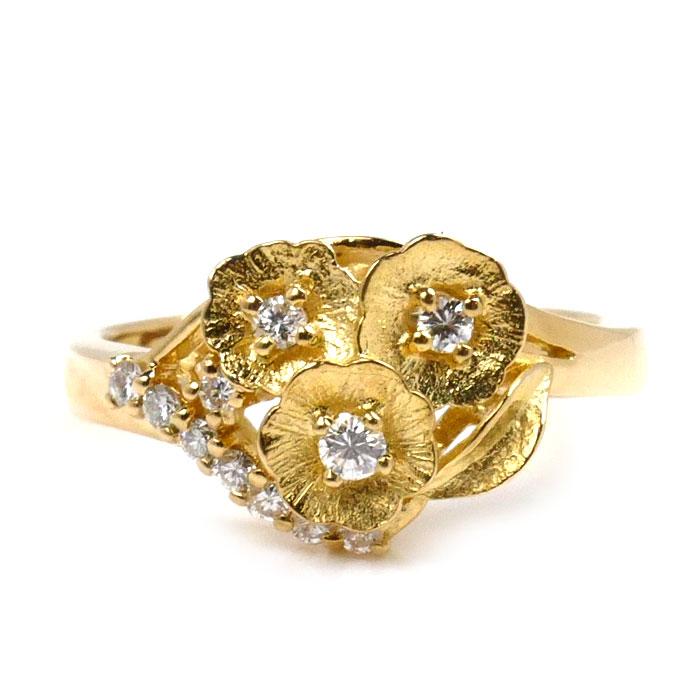 セイコージュエリー K18YG イエローゴールド フラワー リング・指輪