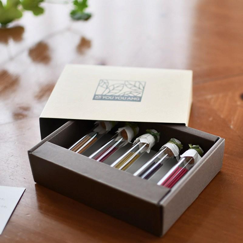 お香立てセット 小瓶入りお香セット ティーリーフ 漢方香 悠々庵