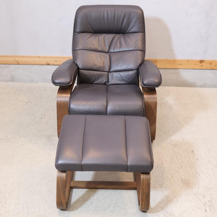FUJI FURNITURE 冨士ファニチア 本革 リクライニングチェア 1人掛け