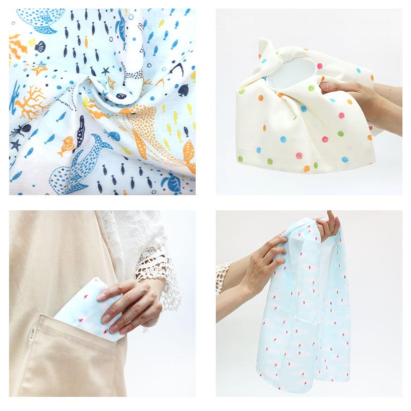 IRODORI ガーゼ 手ぬぐい 動物柄 千鳥掛け縫い 日本製 ハンカチ タオル