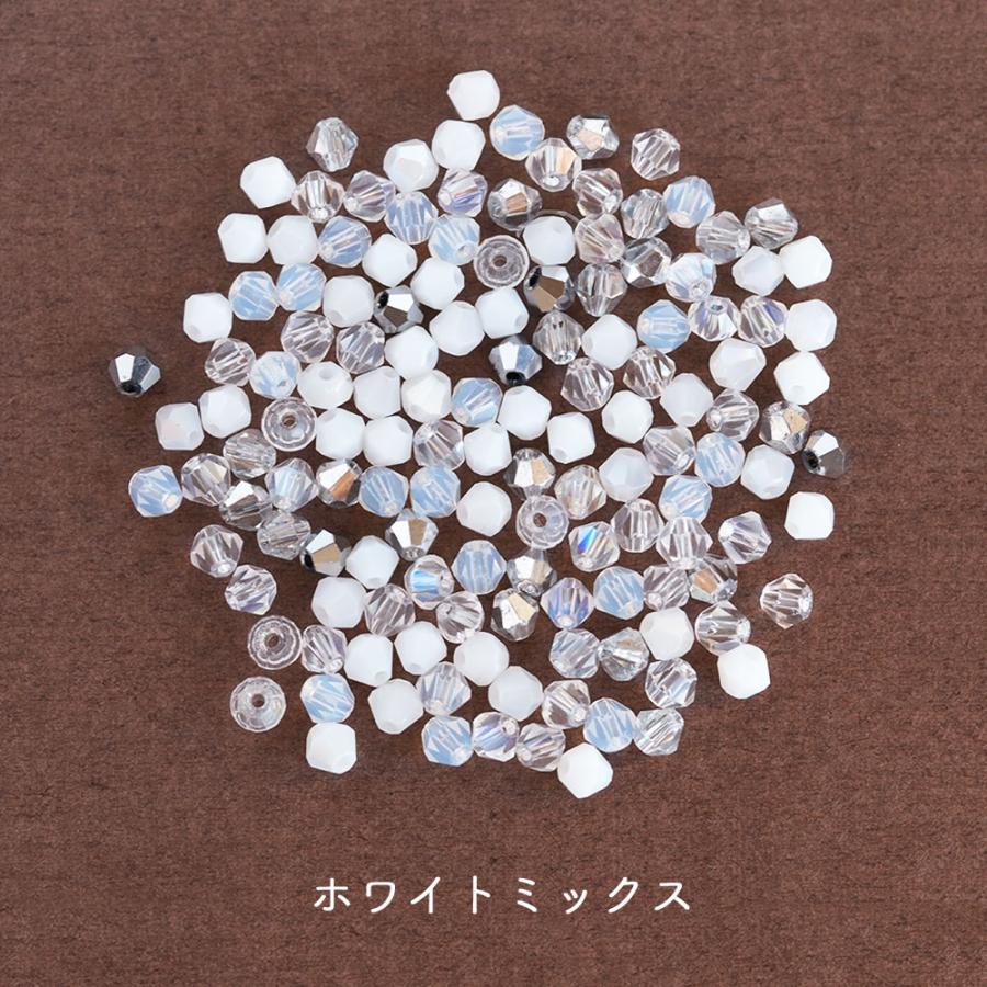 カットガラスビーズ ソロバンカット 4mm 10g 約130個 カラーミックス