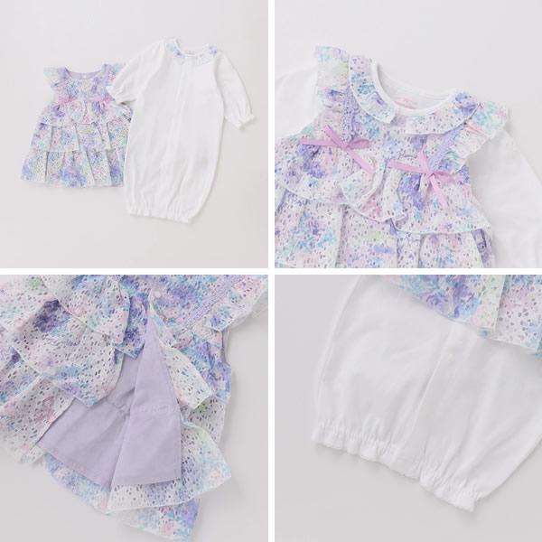 mezzo piano メゾピアノ 花柄レースエプロンつき 2wayオール