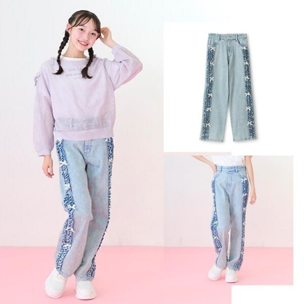 mezzo piano junior メゾピアノジュニア サイドフリルストレートデニム