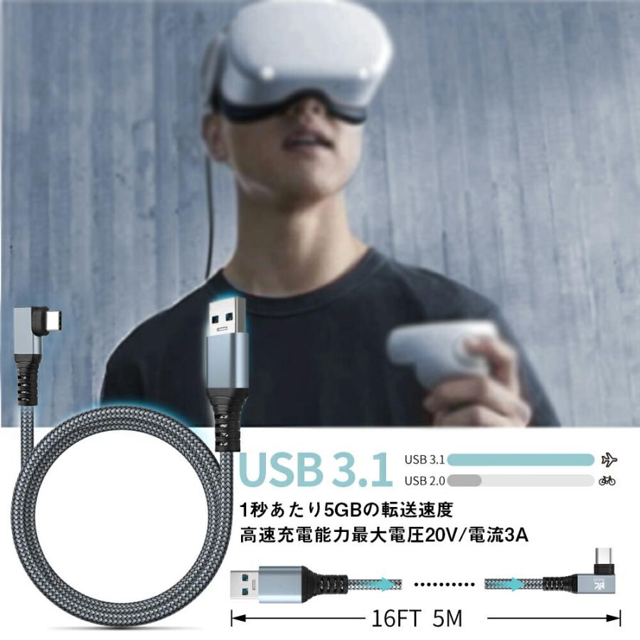 RoiCiel USB-A to USB-C VRケーブル Linkケーブル VRヘッドセット