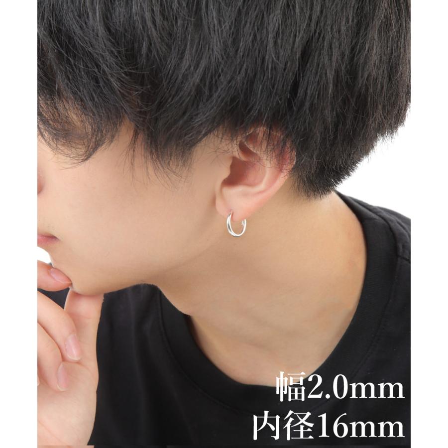 シルバー925 フープ ピアス 幅2mm 片耳用 レディース メンズ 12mm 14mm