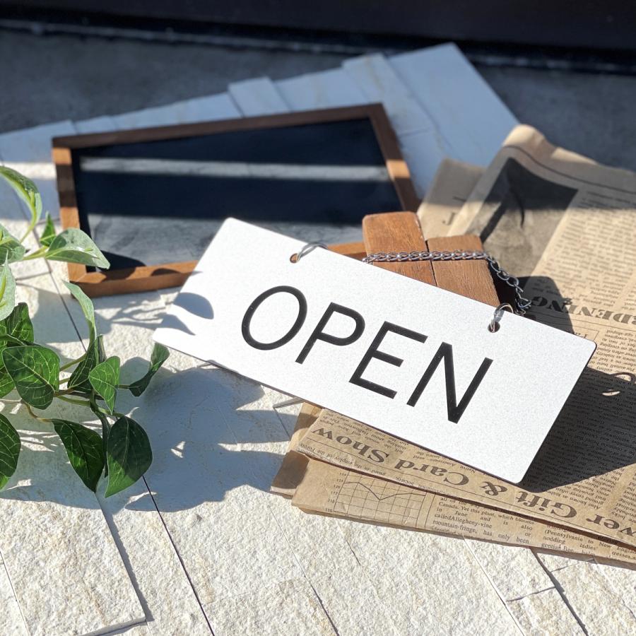 かたちラボ open closed オープンクローズ看板 日本製 (シルバー