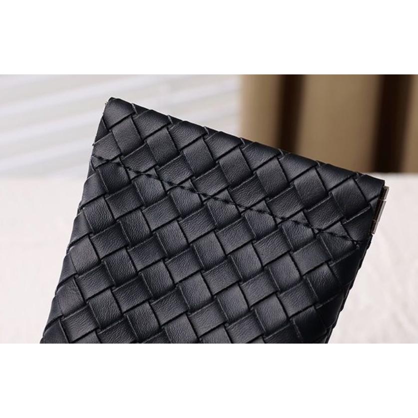 メガネケース 眼鏡ケース メガネ入れ レザー調 編み込み風 バネ口式