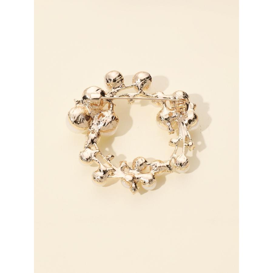 ブローチ サークル型ブローチ レディース パール調 合わせやすい