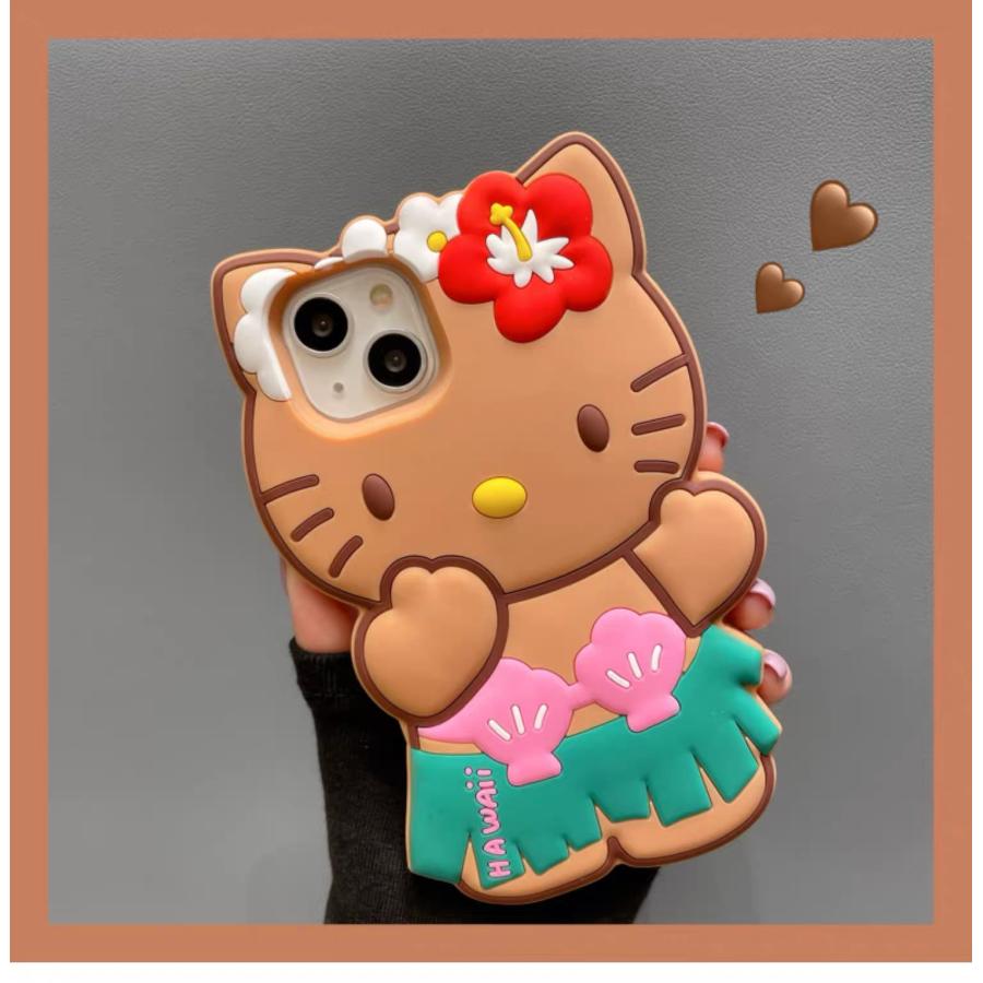 キティちゃん スマホケース キティ ハワイ風 日焼けキティ 立体