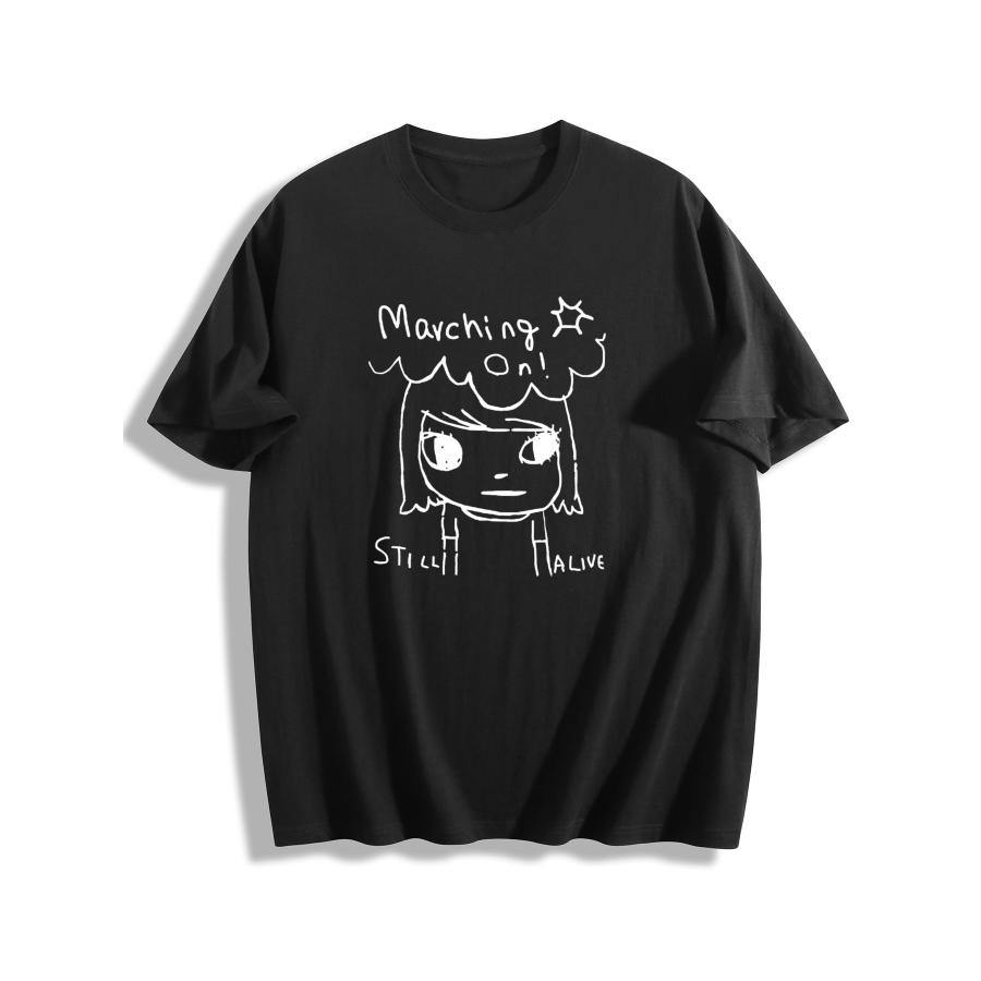 奈良美智 ロック ゴー Tシャツ コットン メンズ 新しい TEE TSHIRT