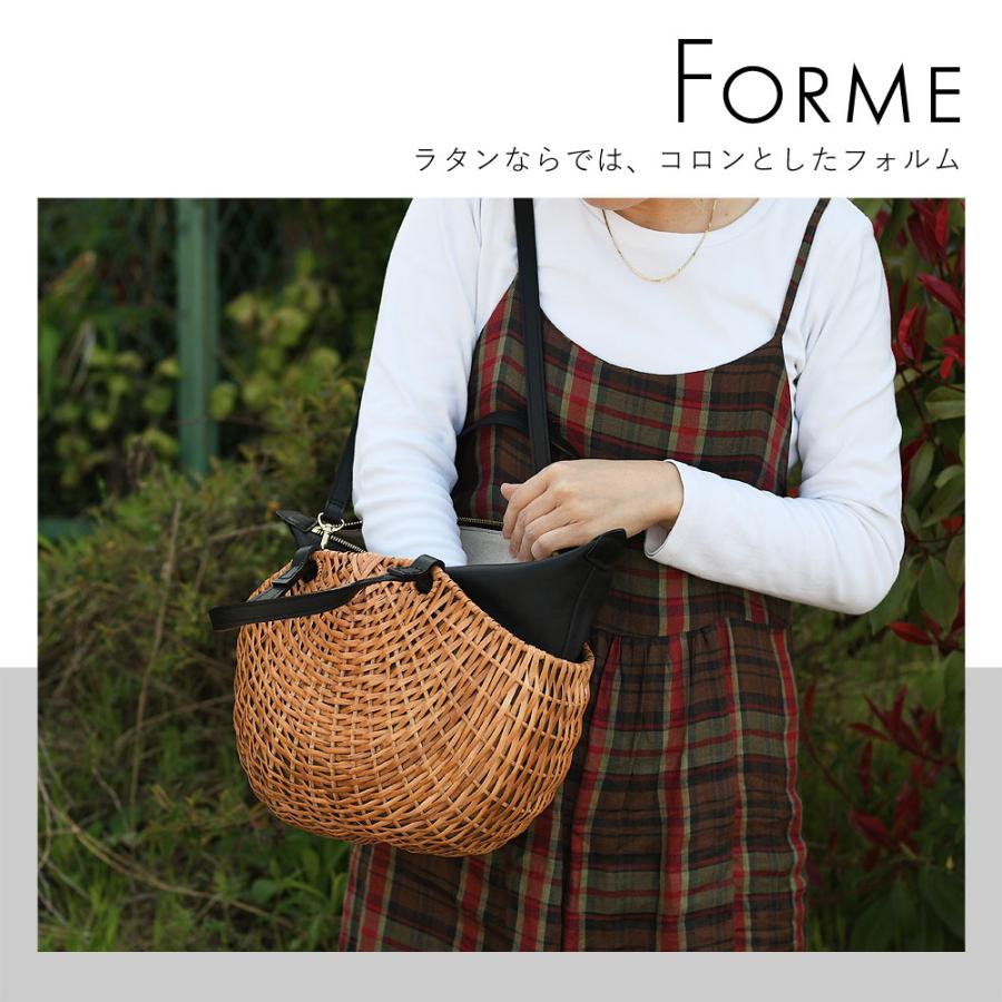 ショルダーバッグ かごバッグ ラタン バスケット 牛革 本革 ikot 籐