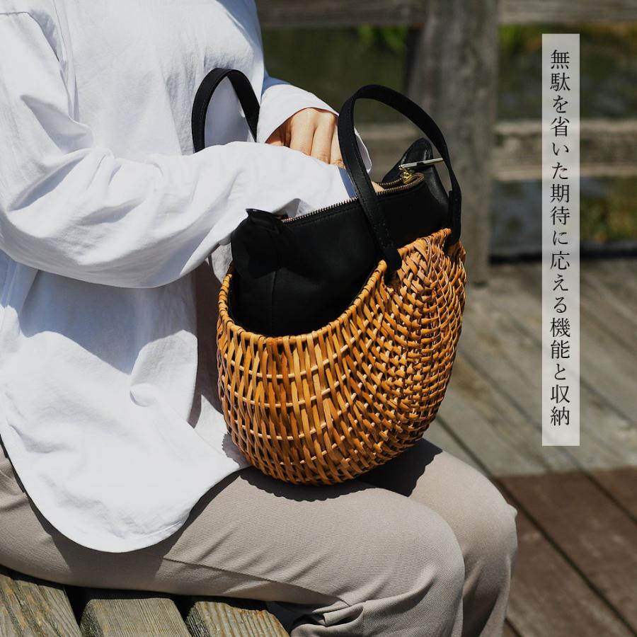 ショルダーバッグ かごバッグ ラタン バスケット 牛革 本革 ikot 籐