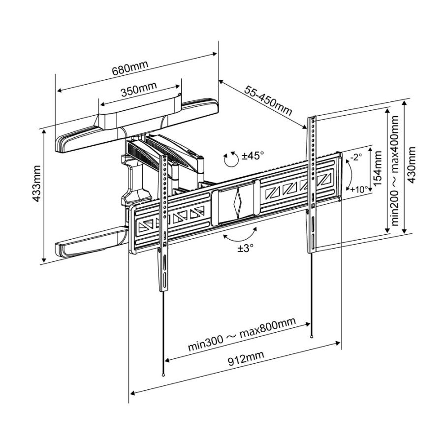 テレビセッター テレビ 壁掛け 金具 壁掛けテレビ 55-90インチ対応 TV