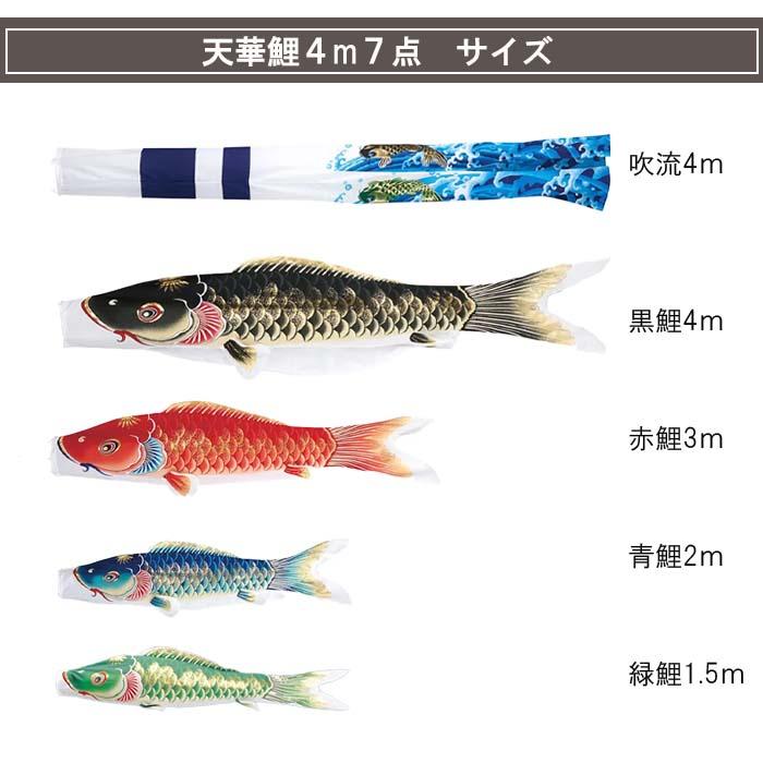 ワタナベ鯉のぼり 鯉のぼり 錦鯉 天華4m4色7点セット 屋外用