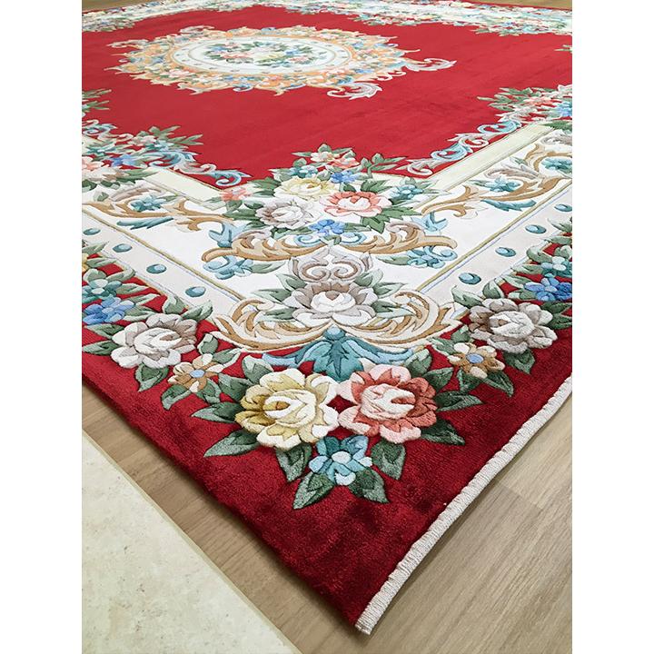 アクセント ラグ 絨毯 カーペット シルク 中国段通 約6畳 約237×301cm