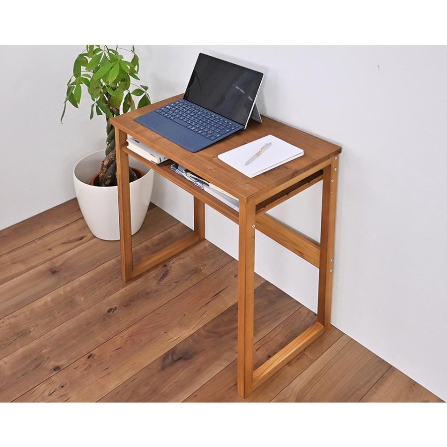 デスク 幅60cm 机 ブラウン ミニ コンパクト 学習机 収納付き 天然木