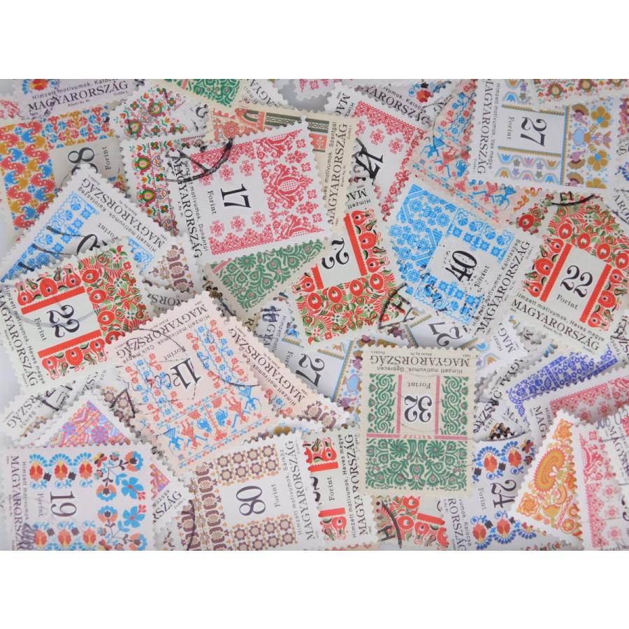 海外切手 ハンガリー 刺繍切手 30枚 使用済切手 外国切手 コラージュ