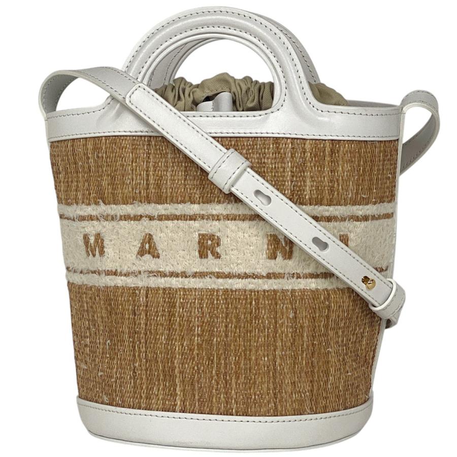 MARNI（マルニ） ロゴ ハンドバッグ ラフィア 巾着型ポーチ ショルダー