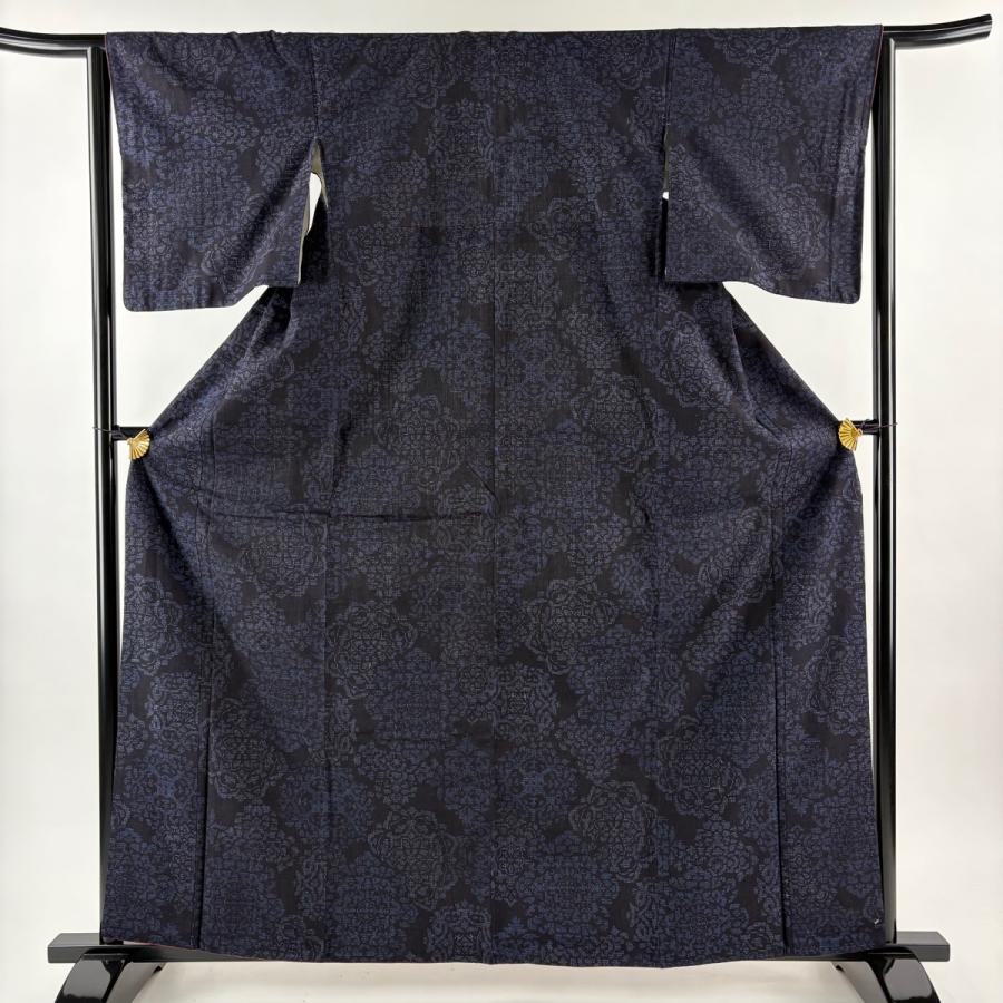 結城紬 身丈163cm 裄丈63.5cm S 袷 本場結城紬 藤貫 証紙あり 華文