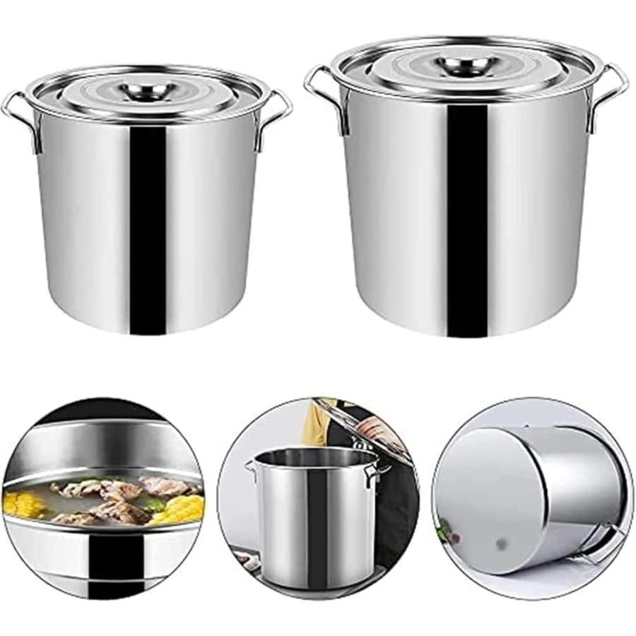 寸胴鍋 ずんどう鍋 深型 20cm〜40cm 業務用 ステンレス製 蓋付き ih