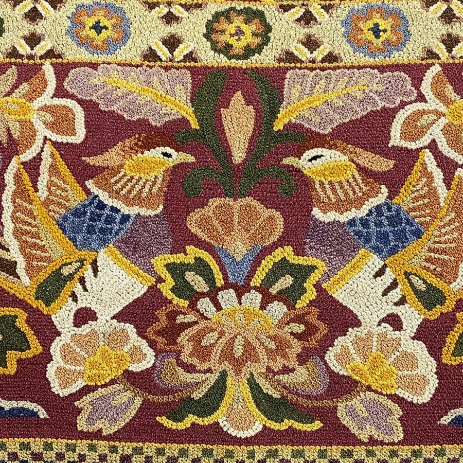 袋帯 逸品 向かい鳥文 草花 相良刺繍 箔 銀色 お太鼓柄 正絹 中古