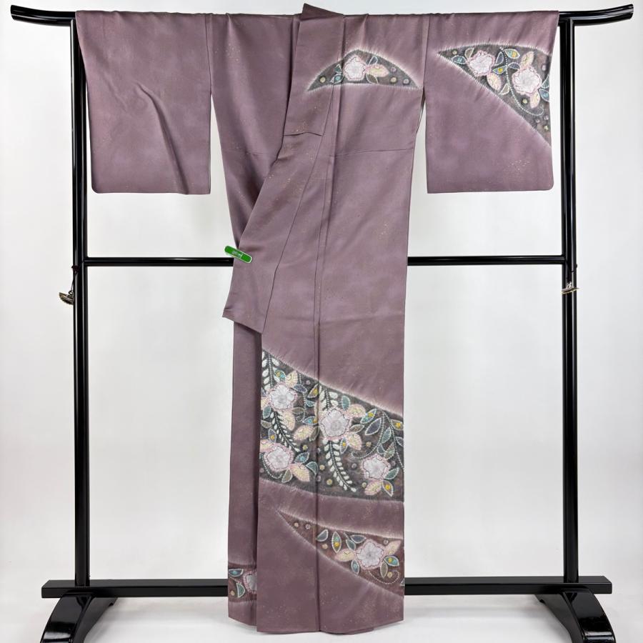 美品 訪問着 身丈162.5cm 裄丈66.5cm M 袷 落款あり 辻が花柄 金通し