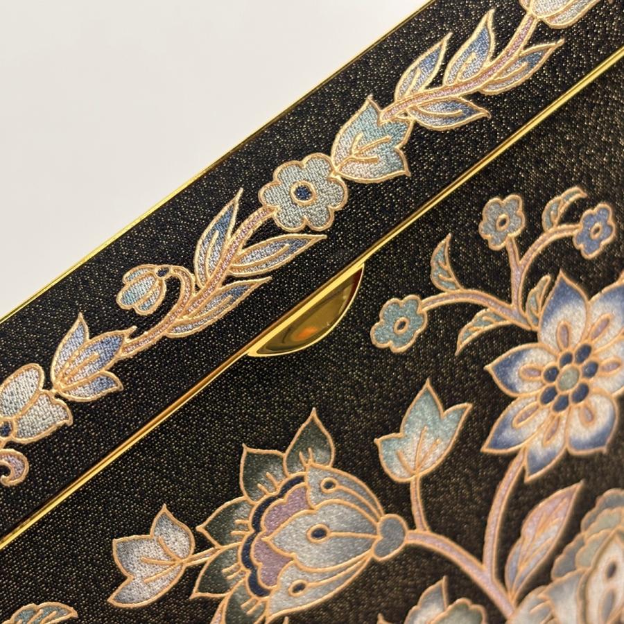 美品 和装バッグ 逸品 OKAJIMA 花唐草 金彩 金茶 正絹 和装小物 中古