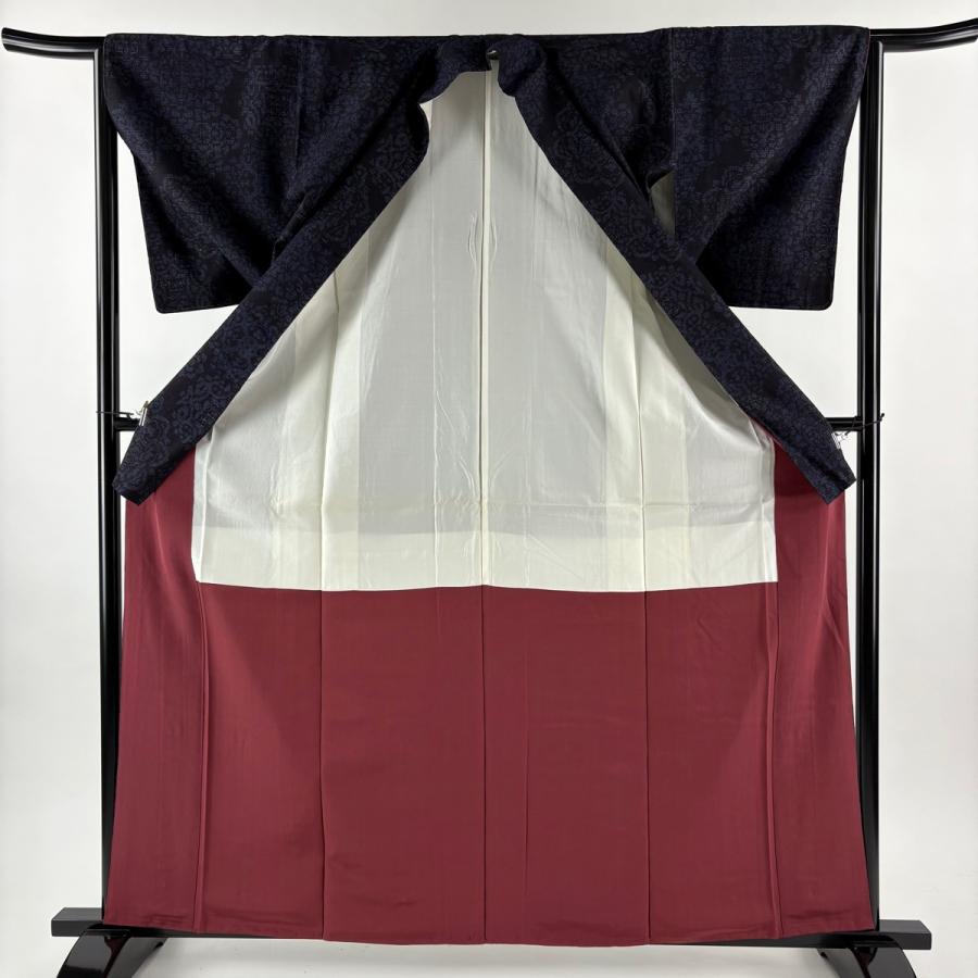 結城紬 身丈163cm 裄丈63.5cm S 袷 本場結城紬 藤貫 証紙あり 華文