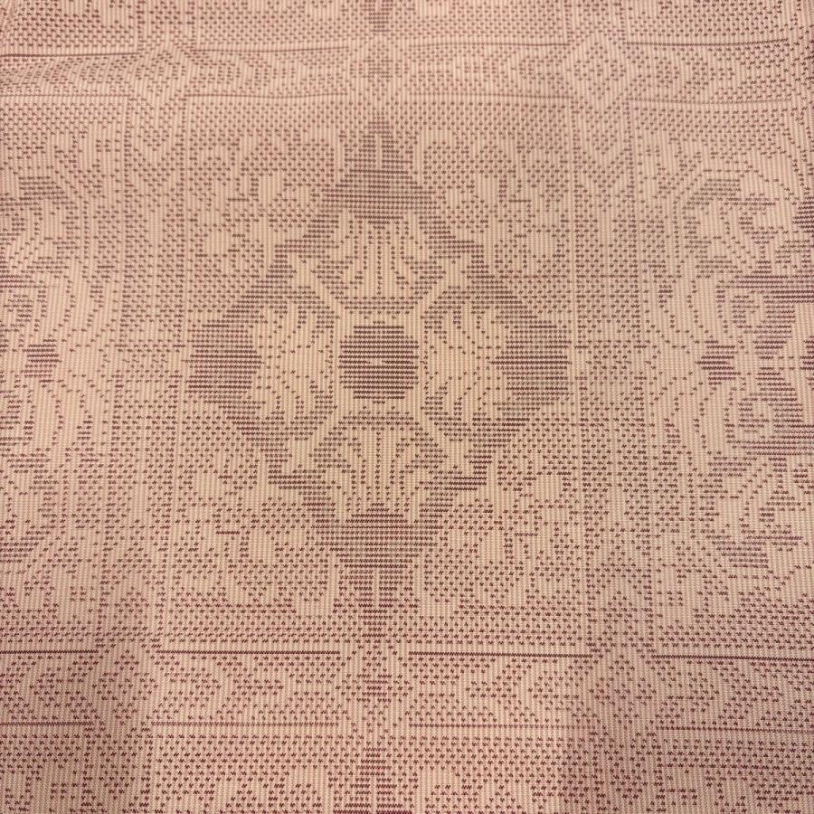 美品 大島紬 身丈161.5cm 裄丈62cm S 袷 都喜ヱ門 草花 ピンクベージュ