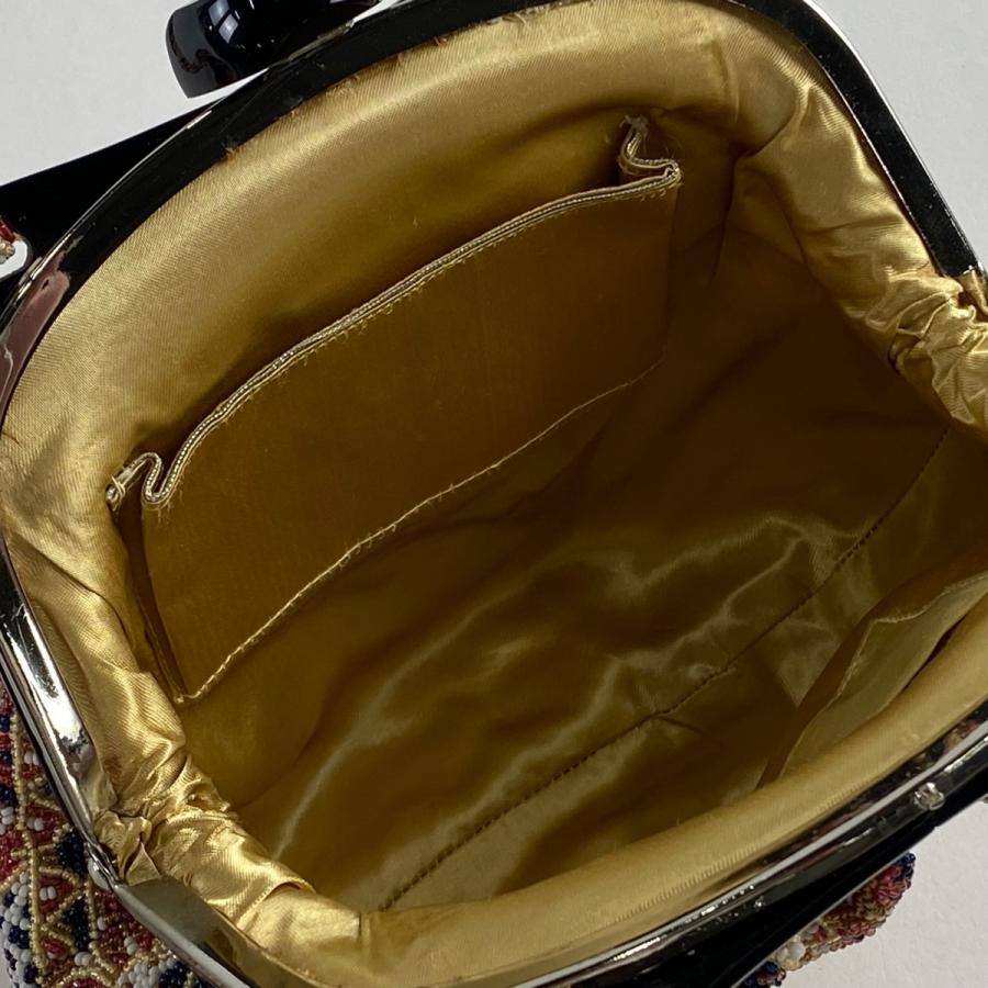 和装バッグ 優品 ビーズバッグ フォーマル 華文 幾何学 茶色 ビーズ