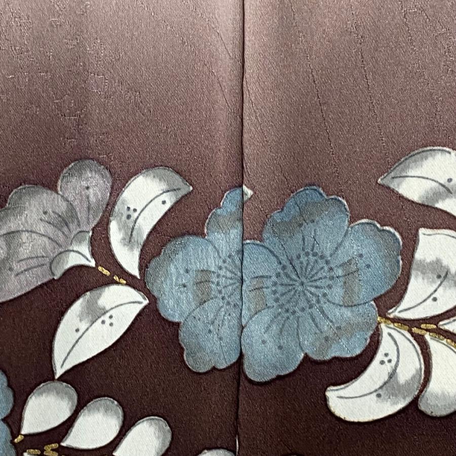 訪問着 身丈155cm 裄丈65cm M 袷 草花 雲文 金彩 絞り 茜色 正絹 秀品