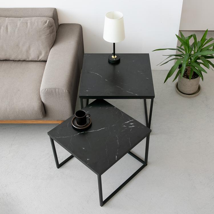 ネストテーブル 大理石柄 幅50 幅45 ローテーブル 伸縮 テーブル