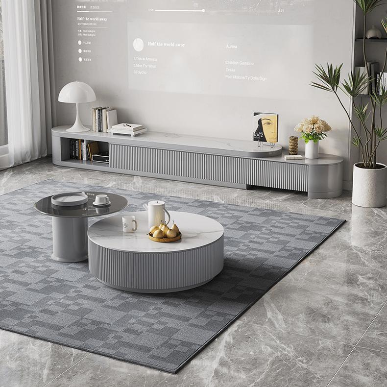 センターテーブル 2個セット テーブル 丸い セラミック グレー